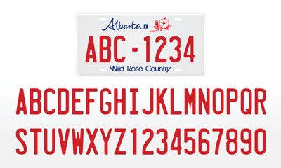 Alberta License Plate, Canadian License Plate Mockup Template with Letters and Numbers - obrazy, fototapety, plakaty
