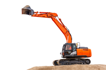 excavator is digging and working at construction site