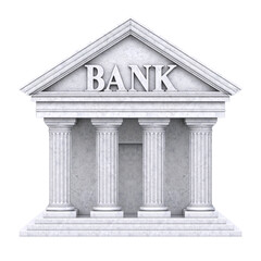 Bank 3d icon on white background 3d rendering - obrazy, fototapety, plakaty