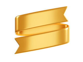 Sale ribbon banner 3d render - golden curled fabric or plastic text box for promotion or congratulation message.