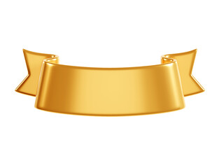 Golden ribbon banner 3d render - illustration of glossy text box for title sign or advertising message.