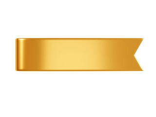 Gold ribbon banner 3d render illustration - simple text tag or label for sale and promotion message.