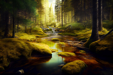 stream in the forest, generative ai