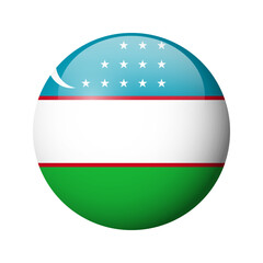 Uzbekistan flag - glossy circle badge. Vector icon.