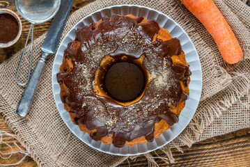 Bolo de cenoura - Brazilian carrot cake with chocolate glaze