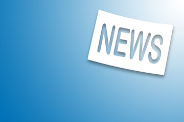 Weißer Zettel mit der Aufschrift News vor blauen Hintergrund