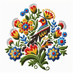 Ukrainian folk embroidery floral design, generative ai