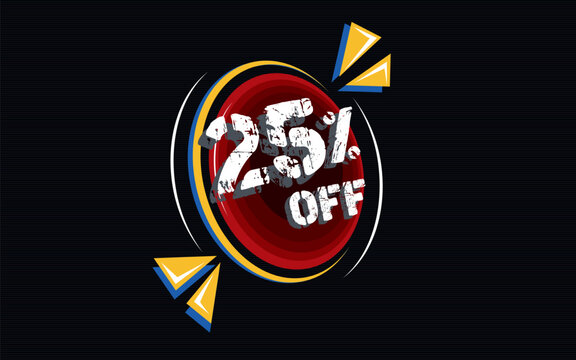 25 percent off banner with floating circle for promotions and offers