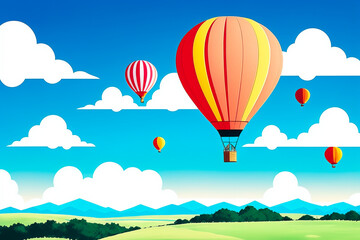 Air Balloon in the sky. Generative ai.
