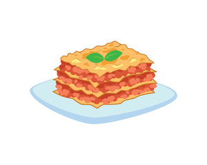 a Plate of Tasty and Delicious Lasagna Illustration