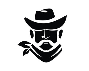 Cool Cowboy with Moustache Silhouette