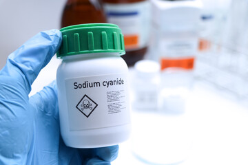 Sodium cyanide in glass, chemical in the laboratory and industry