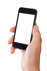 Hand Holding an iPhone with Blank Screen