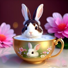easter bunny in a pink bowl