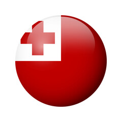 Fototapeta premium Tonga flag - glossy circle badge. Vector icon.