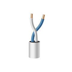 Fototapeta premium Electric power cable with two wires realistic vector illustration isolated.