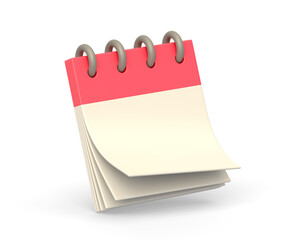 Realictic 3d icon of calendar with blank pages
