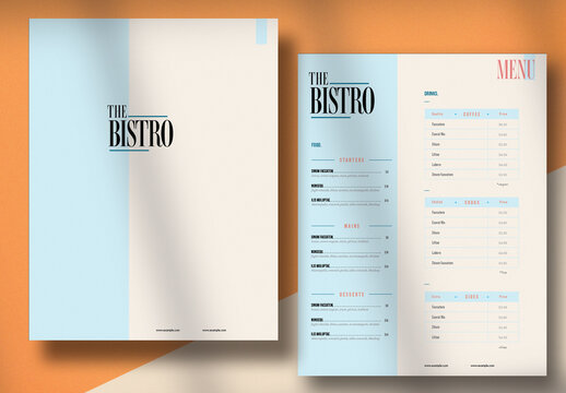 Blue and Beige Menu