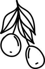 Natural, line art design element with black thin line. PNG with transparent background