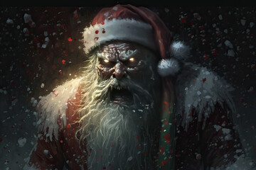 Horror zombie santa claus christmas - obrazy, fototapety, plakaty