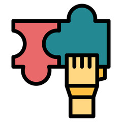 puzzle filled outline icon style