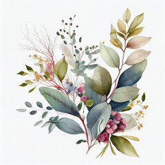 Foliage with White Background created with Generative AI Technology