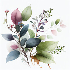 Foliage with White Background created with Generative AI Technology