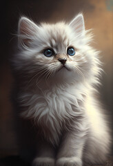 Realistic Illustration of a Cute Kitten created with Generative AI Technology