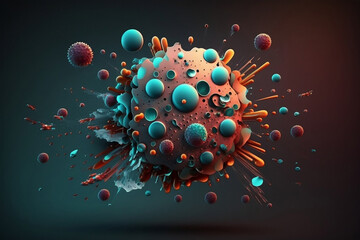 Cellular Warfare: Microscopic View of Tumor Cells and Cancer Cell Destruction, Generative AI