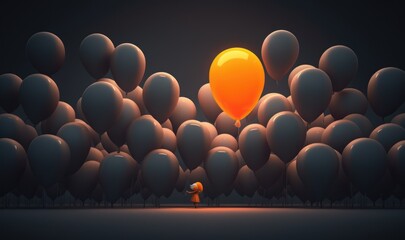 Many of the glowing balloons. Beautiful colorful picture. Generative AI