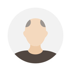 Empty face icon avatar with bald patch. Vector illustration.