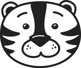  Cute cartoon funny smiling character of a tiger.  Baby animal collection. Childish print for nursery, kids apparel, poster, postcard. Jungle cat. 