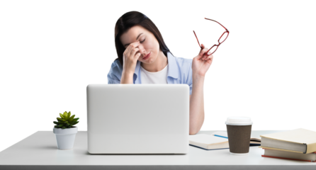 Young female student working in an office