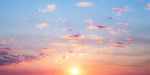 Sunset and clouds on blue sky