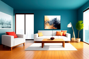 Fototapeta na wymiar modern living room with sofa. Generative ai