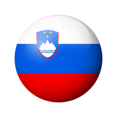 Fototapeta premium Slovenia flag - glossy circle badge. Vector icon.