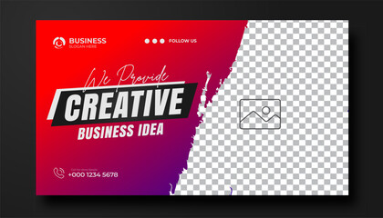 Creative business YouTube video thumbnail or social media web banner and corporate YouTube thumbnail design template	
