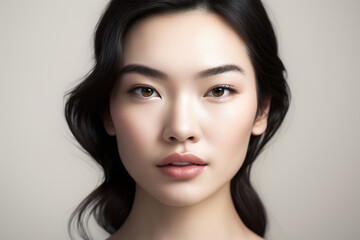 Naklejka premium Portrait of a young & beautiful asian woman AI generated art