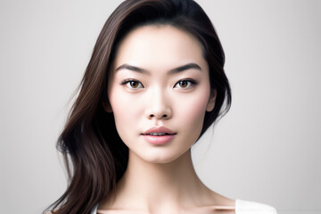 Naklejka premium Portrait of a young & beautiful asian woman AI generated art