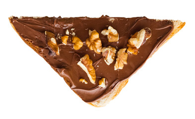 Sandwich with chocolate paste cream and walnut on a transparent background. isolated object. Element for design