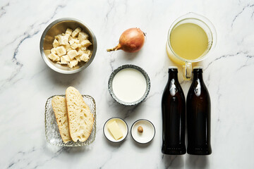 Beer soup with bread croutons and nutmeg ingredints beer, butter and stock. Also you need bread and...