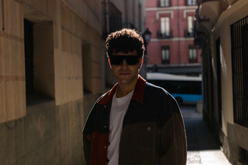 Young man posing in the city