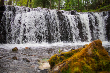 waterfall with rocks and stones