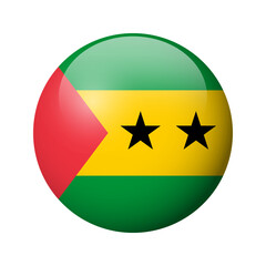 Sao Tome and Principe flag - glossy circle badge. Vector icon.