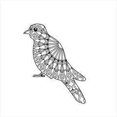 Vector bird mandala coloring page 