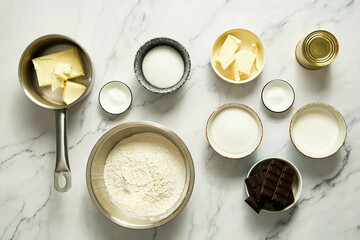 Millionaire's Shortbread Cookies ingredients butter, sugar, condensed milk, chocolate, cream, salt. Top view