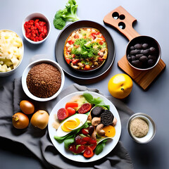 Stew with vegetables and herbs, food served on the table 