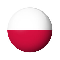 Poland flag - glossy circle badge. Vector icon.