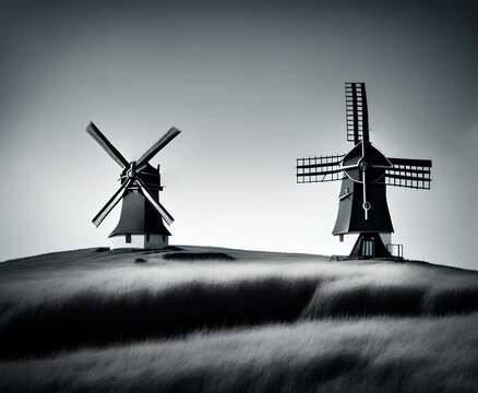 Old Windmill, Generative AI Illustration