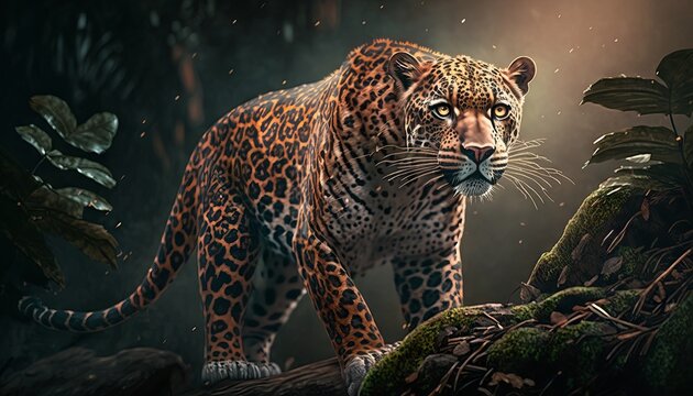 Leopard in the jungle. Generative AI